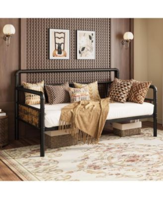 Daybed with Classic Headboard,Metal Bed Frame Heavy Duty Steel Slats Support,Sofa BedFrame for Living Room, Guest RoomNoise Free