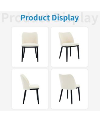 Velvet Dining Chairs Set of 6, Upholstered Side Chairs with Padded Seat & Wood Legs