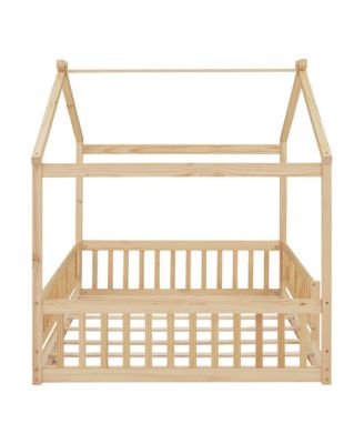 Full Size Wood House Bed Fence