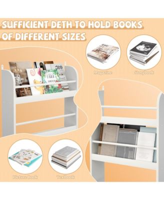 4-Tier Kids Bookshelf - Wall Mounted Bookcases, Toy and Book Storage Rack for Bedroom, Living Room and Nursery