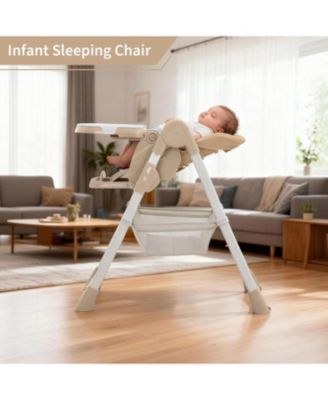 Foldable High Chair for Babies and Toddlers,PU Leather Highchair with Adjustable Backrest,Footrest,Seat Height,Removable Tray