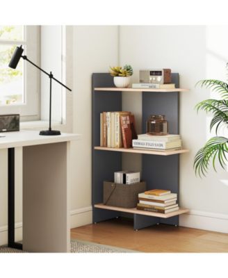 3 Tier Wood Bookcase with Anti Tip Safety Kit Storage Shelf