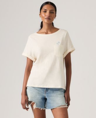 Women's Graphic Julie Pocket Crewneck Cotton T-Shirt