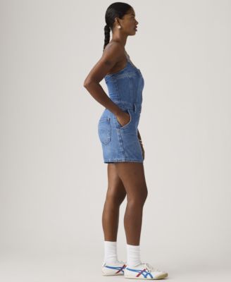 Women's Jadine Square Neck Front-Zip Cotton Romper