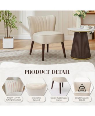 Modern Velvet Accent Chair Set of 2 with Wood Legs