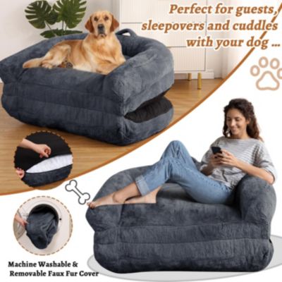 Human Giant Dog Bed for People Adult, Foldable Lazy Sofa Bed for Men Women and Pets, Washable Corduroy Nap Bed