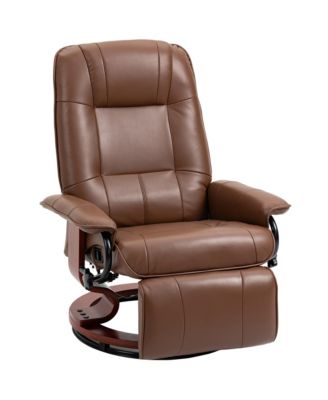 Faux Leather Manual Recliner with Swivel Base and Footrest