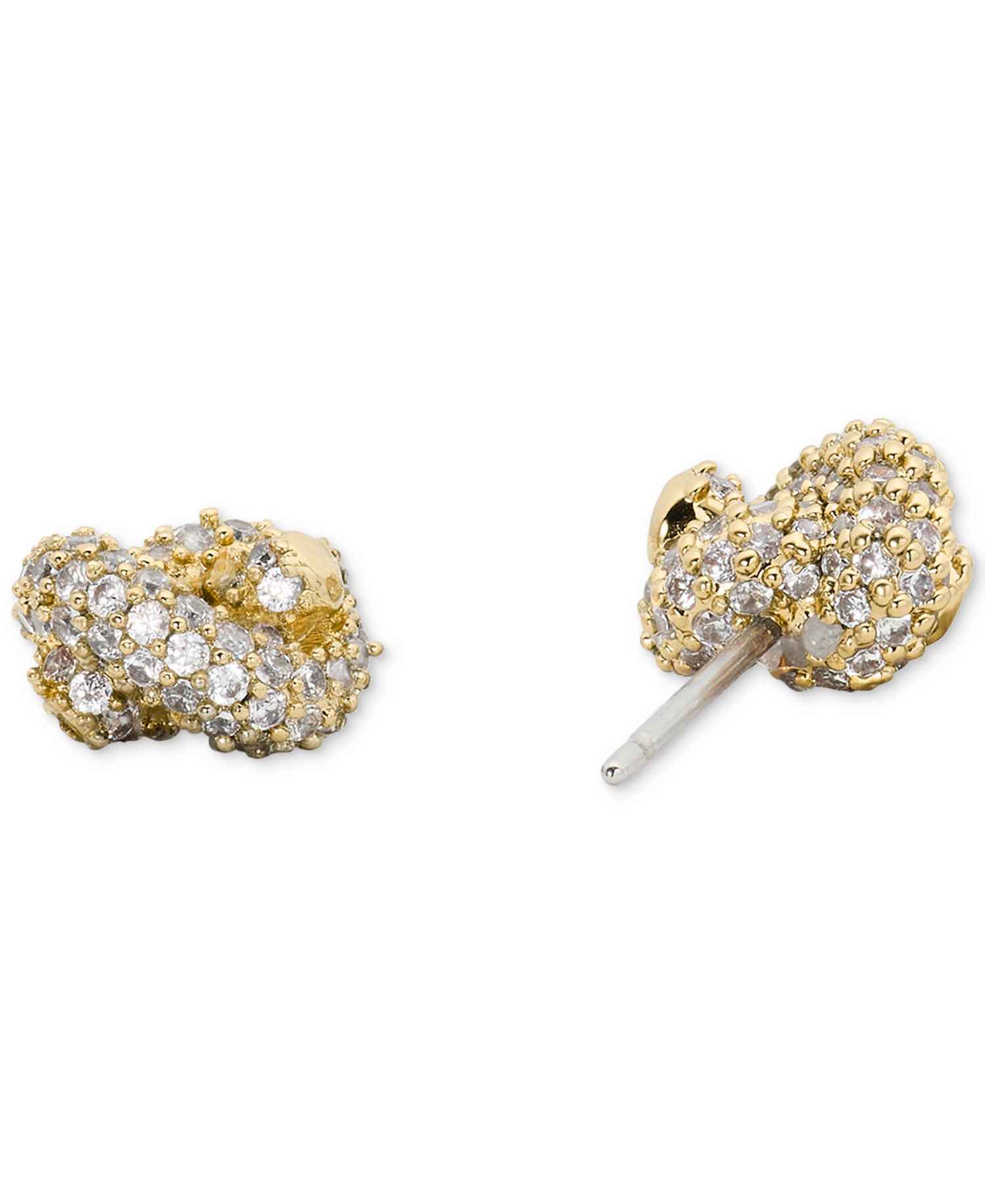 Gold Plated Knot Pave Stud Earrings