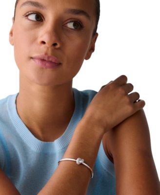 Silver Plated Pave Hinge Bangle Bracelet