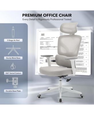 Ergonomic Office Chair with Adjustable Lumbar Support, High-Back Desk Chair with Headrest