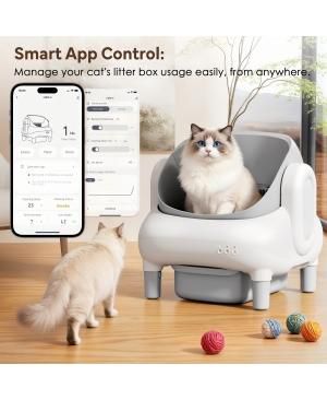 Self Cleaning Litter Box,95L Automatic Cat Litter Box Self Cleaning for Multiple Cats, with Safety Protection,App Control