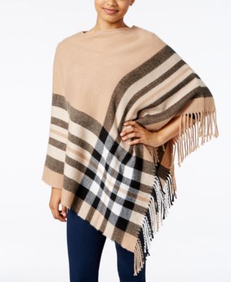 Fraas Women s Plaid Brushed Poncho Sweater Created for Macy s Macy s