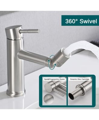 Brushed Nickle Bathroom Faucet for 2 Mode Faucet for Bathroom Sink with 360degree(s) Rotating Aerator