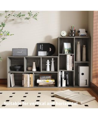 5 Cube Storage Bookshelf Kids Toy Organizer Horizontal Vertical, Gray