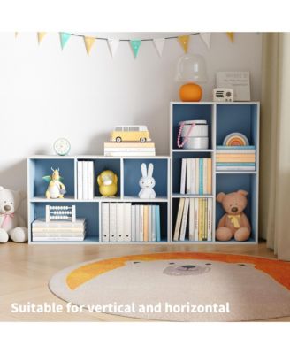 5 Cube Storage Bookshelf Kids Toy Organizer Horizontal Vertical, Blue