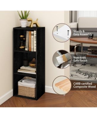 3 Cube Decorative Bookshelf Open Bookcase Toy Storage Organizer Horizontal Vertical, Black
