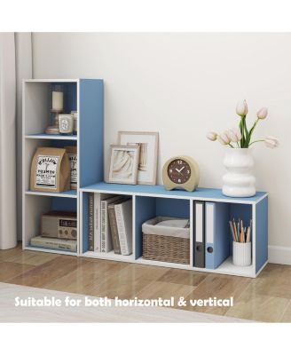 3 Cube Decorative Bookshelf Open Bookcase Toy Storage Organizer Horizontal Vertical, Blue