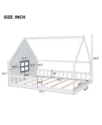 Full Size Wood House Bed Window Fence
