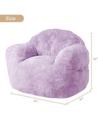 51" Fluffy Faux Fur Bean Bag Chair Cover with Filler, Machine Washable, Anti-Slip Storage Bag