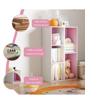 5 Cube Storage Bookshelf Kids Toy Organizer Horizontal Vertical, Pink