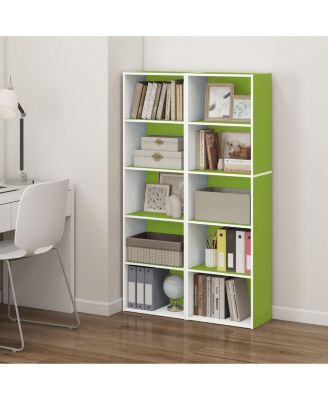 5 Cube Decorative Open Bookshelf Kids Toy Storage Organizer Horizontal Vertical, Green