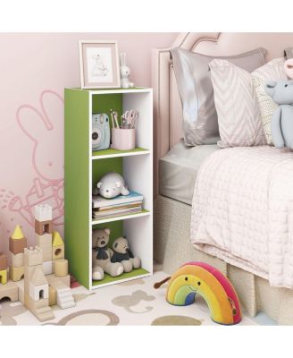 3 Cube Decorative Bookshelf Open Bookcase Toy Storage Organizer Horizontal Vertical, Green