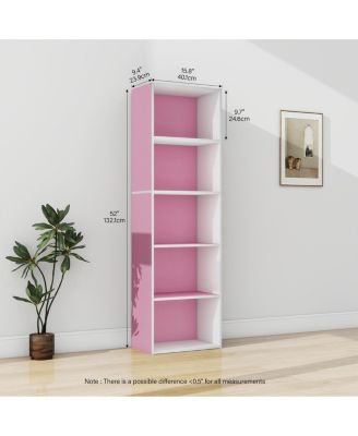 5 Cube Decorative Open Bookshelf Kids Toy Storage Organizer Horizontal Vertical, Pink