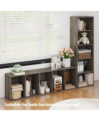 5 Cube Decorative Open Bookshelf Kids Toy Storage Organizer Horizontal Vertical, Gray