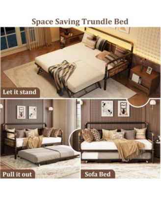 Metal Daybed Frame, Heavy Duty Metal Twin Bed Frame, Daybed for Living Room Bedroom Guest Room