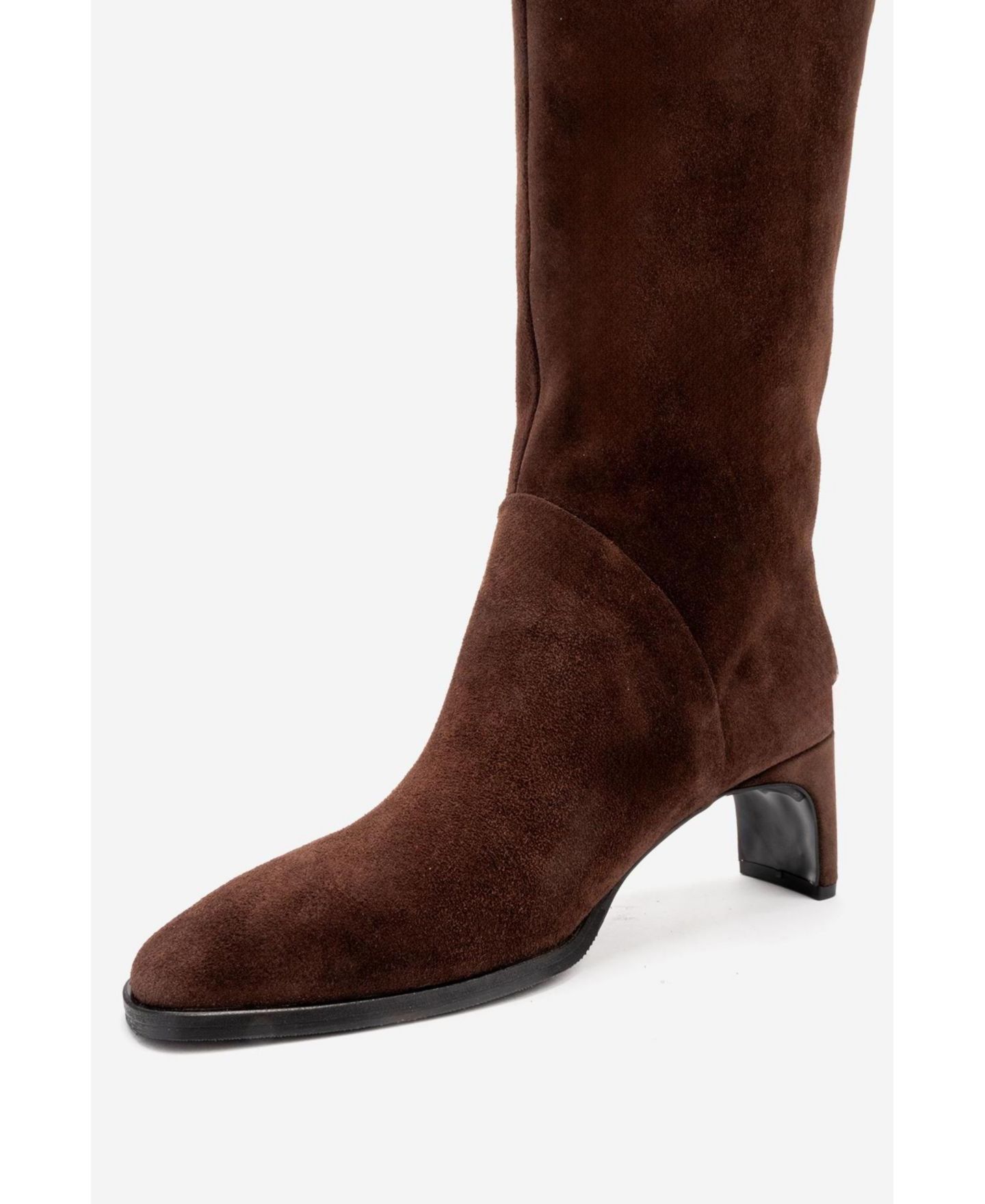 Женские ботинки Forever & Always Shoes Taly Leather Block Heel Knee High, цвет: Коричневый замшевый — фото 4