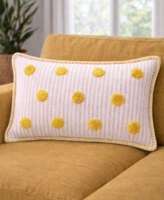 Polka Fun Tufted Dot Stripe Lumbar Decorative Pillow, 14" x 24"