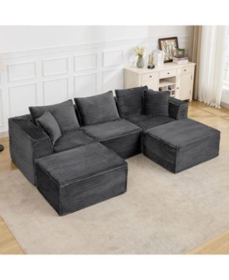 107" Modular Sectional Cloud Couch for Living Room,Deep Seat Boneless Couch,Convertible Sofas with Ottomans,No Assembly Compression Sofas