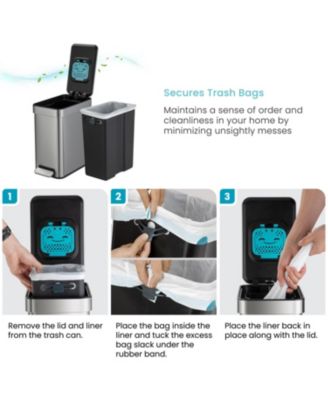 3 Gallon Slim Stainless Steel Trash Can with CleanAura Odor Control and Soft Close Lid, Silver