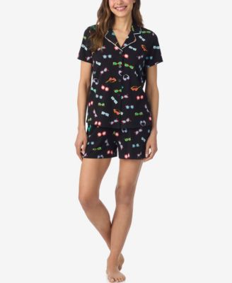 Women's Short-Sleeve Top and Pull-On Pajama Shorts, 2-Piece Set