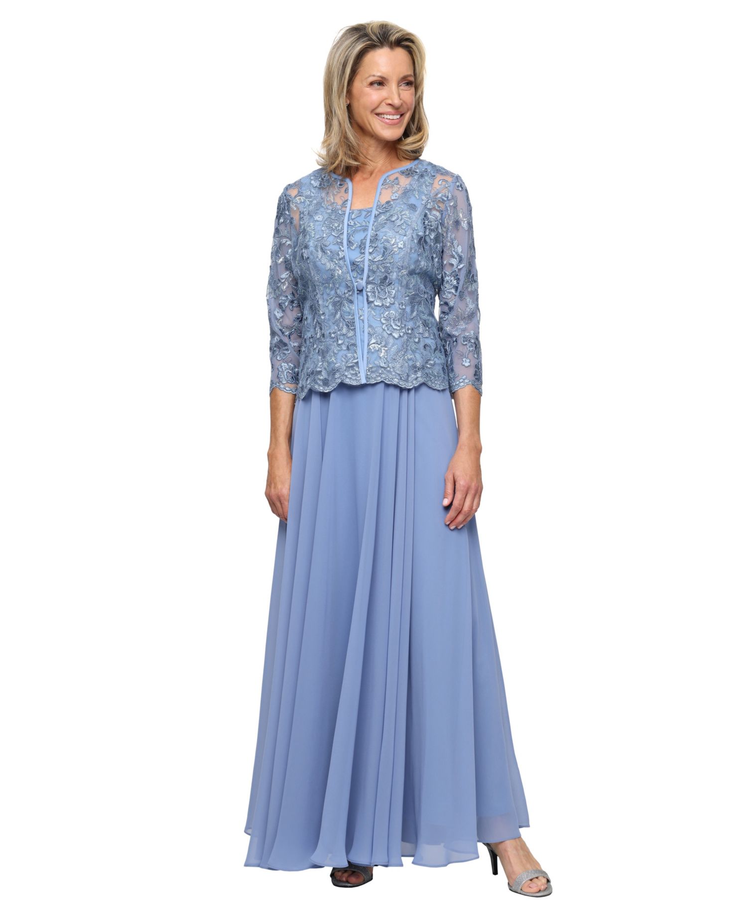 Women's Scoop Neck Ball Gown & Jacket, 2-Piece Set