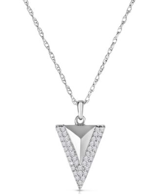 Diamond Pav&eacute; Triangle 18" Pendant Necklace (1/4 ct. t.w.) in Sterling Silver