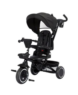 8-in-1 Folding Kids Tricycle Stroller with Adjustable Push Handle, Convertible Toddler Trike, Pink