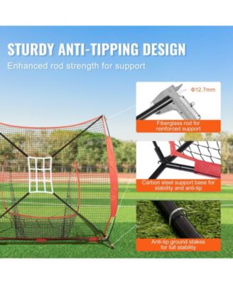 7 x 7 Ft Baseball Softball Practice Net with Bow Frame, Tee and Ball Collector
