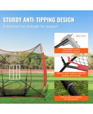 7 x 7 Ft Baseball Softball Practice Net with Bow Frame, Tee, 12 Balls and Ball Collector
