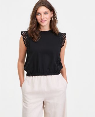Women's Flutter-Sleeve Bubble Hem Top