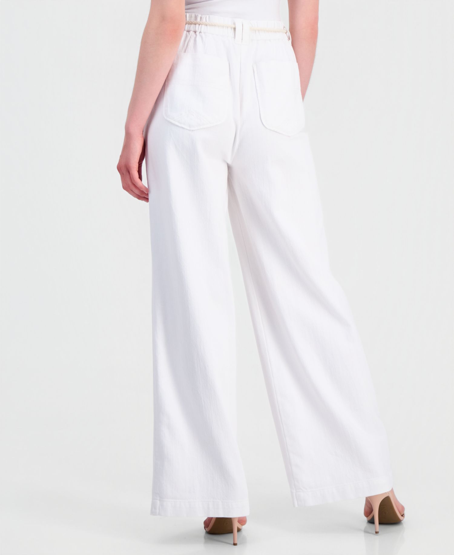 Petite "Ab"Leisure Sky Rise Pleated Wide-Leg Rope-Belt Pants