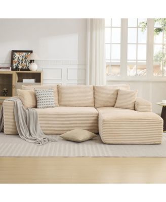 108" Sectional Couches for Living Room, L-Shaped Plush Corduroy Fabric Upholstered Modular Sectional Couches