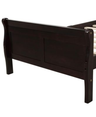 Wood Platform Sleigh Bed Frame with Headboard Footboard Wood Slat Support Mattress Foundation