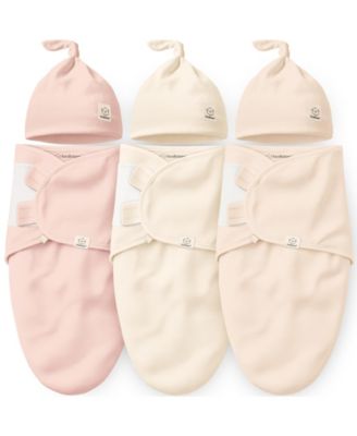 3pk Organic Swaddle Sleep Sacks with Knot Hats Newborn 0-3 Months - Angelic 29$