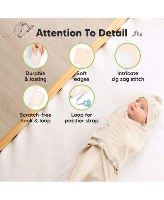 3-Pack Organic Baby Swaddle Sleep Sacks with Knot Hats, Newborn Baby Swaddles Wrap, Ergonomic Wearable Blanket
