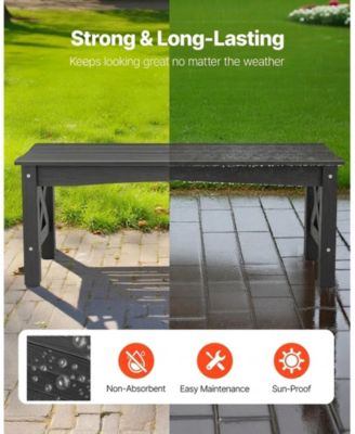 44.5-Inch Weatherproof Plastic Outdoor Bench with Adjustable Feet