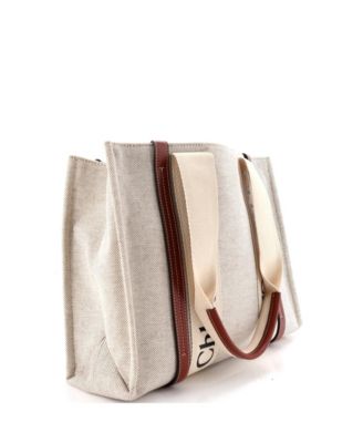 Medium Woody Tote Canvas with Leather