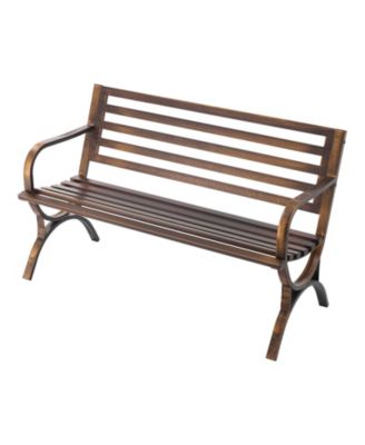 Carbon Steel Outdoor Bench with Slatted Backrest