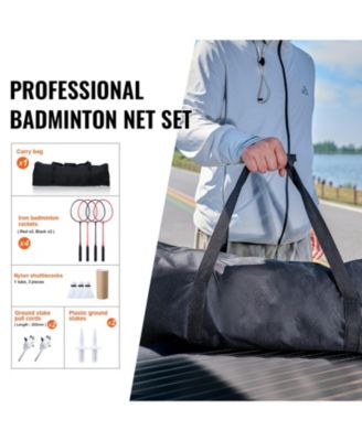 Portable Badminton Net Set with Poles, 4 Rackets and Shuttlecocks