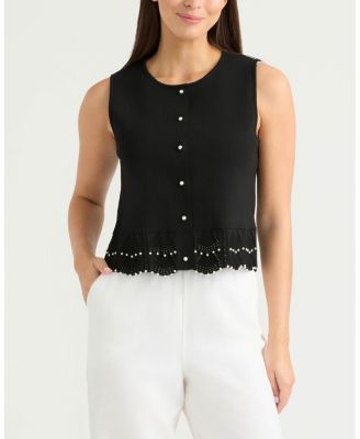 Women's Sweater Knit Vest with Pearl Detailing